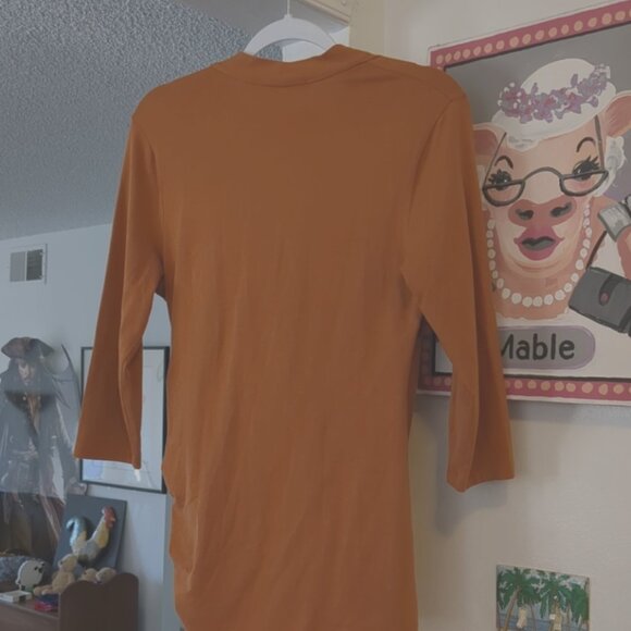 Peruvian Connection Cyprus Pima Cotton Faux Wrap 3/4 Sleeve Top Autumn Fall - Picture 5 of 8